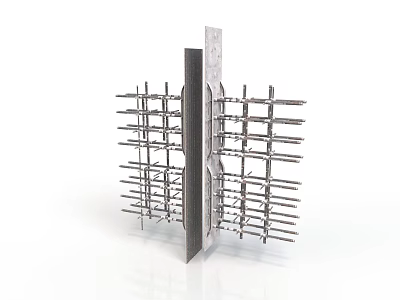 Industrial Metal Equipment Featuring Grid Frames and Vertical Plate Structure 3d model