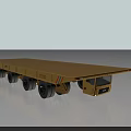 Yellow Flatbed Utility Vehicle With Multiple Wheels And Long Cargo Bed For Heavy Load Transport