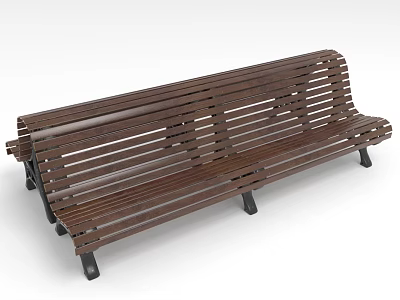 Durable Wooden Slatted Outdoor Bench With Sturdy Metal Legs For Garden Seating 3d model