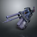Futuristic Double Barrel Weapon With Mechanical Backpack Design And Metal Pipes
