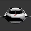Futuristic White Aerodynamic Vehicle With SS Logo Sleek Design And Smooth Surface