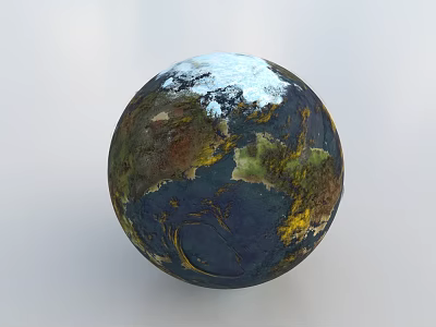 Globe Shaped Decorative Ornament Set With Realistic Earth Color Design For Home Tabletop Decor 3d model