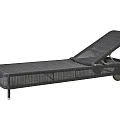 Black Woven Outdoor Lounge Chair With Adjustable Backrest And Wheels