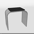 Sleek Modern Stool With Metal Frame Transparent Curved Design And Padded Seat