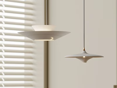 Modern Minimalist White Pendant Chandeliers Lighting Design For Interior With Window Blinds 3d model