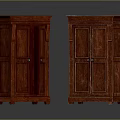 Red Wooden Classic Style Wardrobes With Paneled Doors And Intricate Carvings