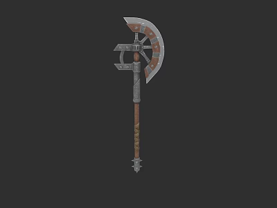 Medieval Decorative War Axe With Metal Blade And Wooden Handle 3d model