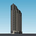 Modern High Rise Building 3D Model With Exterior Windows And Facade Design