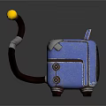 Cat Creature Character With Blue Box Body Black Tail Yellow Ball Ears Brown Feet