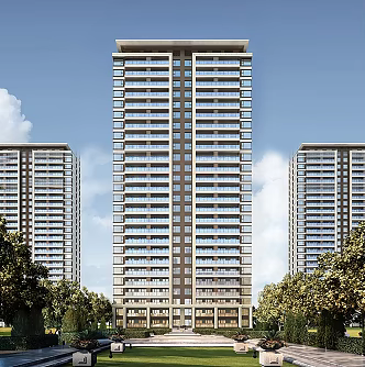 High-rise residential buildings in modern residential areas 3d model