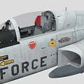 U.S. Air Force Fighter Jet With White Black Exterior Red Cockpit And Emblem