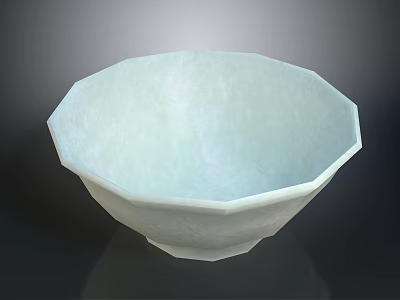 White Octagonal Ceramic Bowl With Smooth Surface For Daily Household Use 3d model