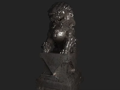 Stone Dragon Reptile Sculpture With Intricate Carving Details On Stone Pedestal 3d model