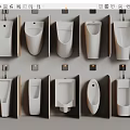 Different Styles of Modern Urinals Mounted on Wall in Bathroom Design