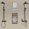 Modern Shower Head With Handheld Spray And Water Flow Featuring Towel Rack And Hanging Towel