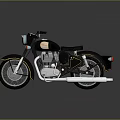 Vintage Black Motorcycle Classic Design With Chrome Exhaust And Leather Seat