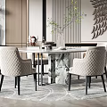 Modern dining room table and chair chandelier combination 3d model