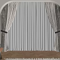 Elegant Double Layer Curtains With Sheer Panels And Tiebacks For Arched Window Interior 3d model
