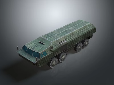 Green Military Tank Six Wheeled Armored Vehicle With Heavy Duty Reinforced Structure 3d model
