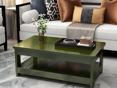 New Chinese Style Coffee Table Solid Wood Coffee Table Baking Paint Coffee Table 3d model