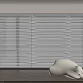 White Window Blinds in Modern Interior With Large Window Wooden Floor And Soft Light
