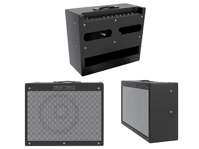 Black Sound Speaker System With Multiple Angles View And Gray Grille Design 3d model