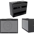 Black Sound Speaker System With Multiple Angles View And Gray Grille Design 3d model
