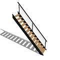 Modern Staircase With Wooden Steps Black Handrail And Metal Railings