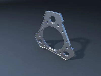 Smart Machine Metal Component With Triangular Frame Circular Hole And Multiple Fixing Holes 3d model