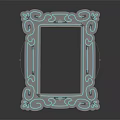 Illuminated Photo Frame With Neon Blue Decorative Patterns And Modern Design 3d model