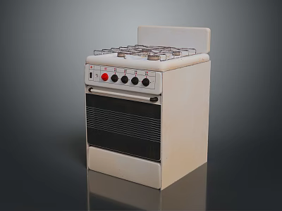 Gas Stove With Four Burners Ceramic Cooktop And Built In Oven For Home Kitchen 3d model