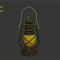 Gray Lantern With Wire Handle And Yellow Crossed Line Shade On Dark Gradient Background