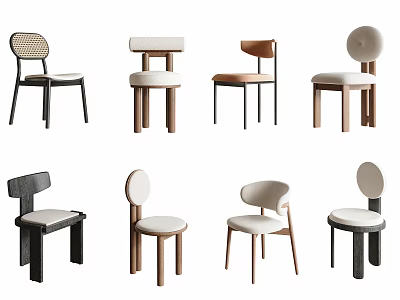 Modern Dining Chairs With Comfortable Upholstered Seats And Sturdy Wooden Legs 3d model