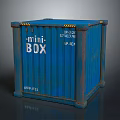 Blue Mini BOX Shipping Container With Identification Numbers And Rustic Details