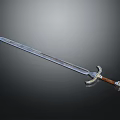 Medieval Long Sword with Textured Blade Brown Handle and Metal Hilt