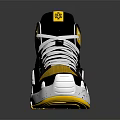 Stylish High Top Athletic Sneakers With Black Yellow White Mesh And Pattern Design