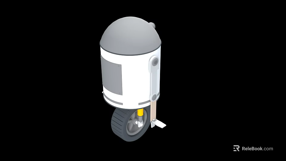 Smart Machine Design With Rounded Gray Top White Body And Black Wheels 3d model 