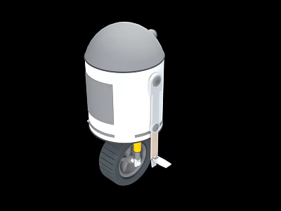 Smart Machine Design With Rounded Gray Top White Body And Black Wheels 3d model