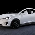 White Tesla SUV With Black Wheels And White Interior Seats Design 3d model