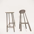 Modern Wooden Bar Stools With Minimalist Design Round Seats And Slim Legs