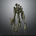Fantasy Creature 3D Sculpture With Long Neck Spiked Back And Slender Limbs In Standing Pose