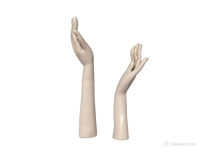 Elegant Beige Mannequin Hand Models for Displaying Accessories and Jewelry 3d model 