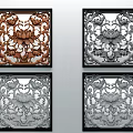 Chinese-style openwork window openwork 3d model