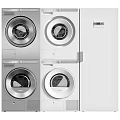 Modern Front Load Washing Machines in Silver and White with Sleek Design Finish