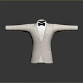 White Suit With Black Bow Tie And Extended Arms Stylish Design