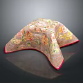 Vibrant Floral Embroidered Decorative Cloth With Colorful Patterns And Red Trimmed Edges