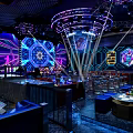 Modern Bar Interior Design With Neon Lights Stage Seating And Lighting Effects 3d model