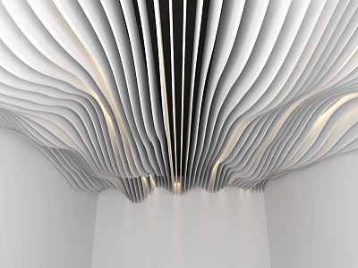 Modern Ceiling Design With Curved Lines And Lighting 3d model
