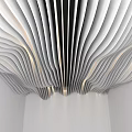 Modern Ceiling Design With Curved Lines And Lighting