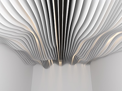 Wave Grille Ceiling Corrugated Ceiling Special-shaped Grille Ceiling Lobby Ceiling Commercial Ceiling Office Ceiling 3d model